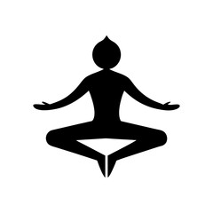 Yoga pose silhouette icon of person practicing fitness meditation or healthy lifestyle themes