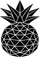 A black and white geometric pineapple illustration.