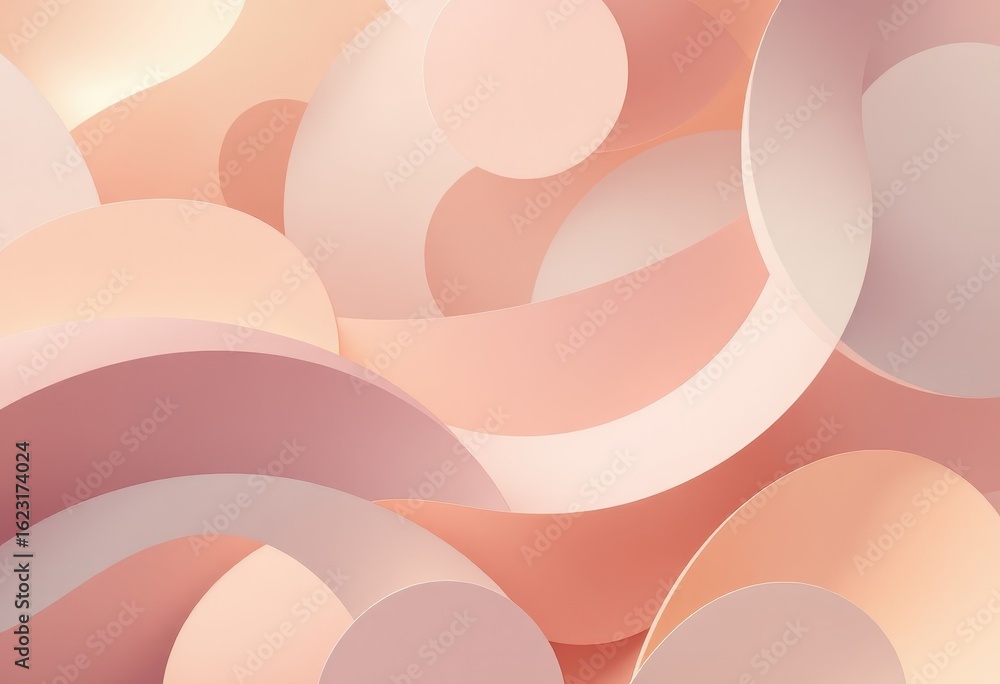 Poster abstract design with overlapping shapes and soft colors.