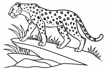 coloring page line art the leopard black vector
