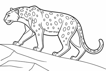 coloring page line art the leopard black vector