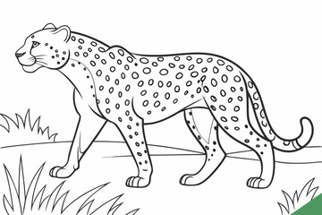 coloring page line art the leopard black vector