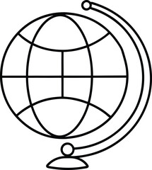 A line drawing of a globe with a complex structure.