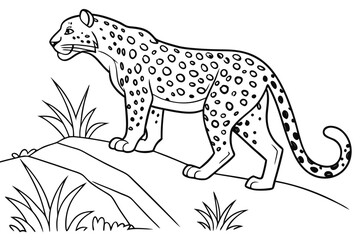 coloring page line art the leopard black vector