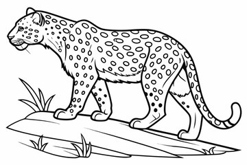 coloring page line art the leopard black vector