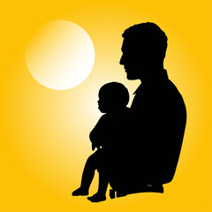 Happy Fathers Day Greeting with Dad and Baby Art