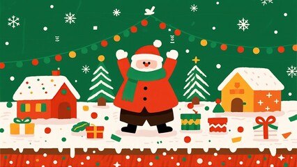 Fototapeta premium Christmas Celebration Scene with Santa Claus and Gifts SEO Optimized Vector Illustration
