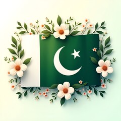 Pakistan flag floral design independence day modern elegant botanical patriotic celebration
