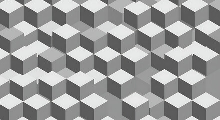Monochrome Illusion Cubes Interlocking Pattern Contemporary Abstract Design