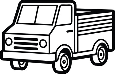 An outline illustration of a generic pickup truck, suitable for representing goods transport, delivery services, and commercial use. It is a light and functional vehicle.