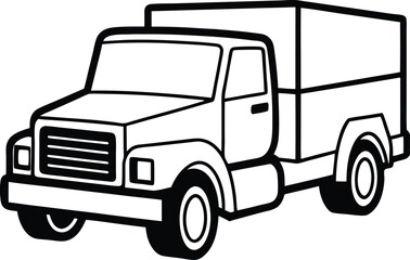 A simple outline of a box truck, commonly used in the freight and logistics industry. It is ideal for transporting packages and other goods over short to medium distances.
