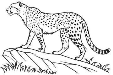 coloring page line art the cheetah black vector