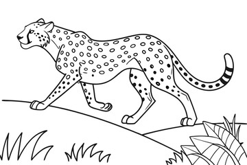 coloring page line art the cheetah black vector
