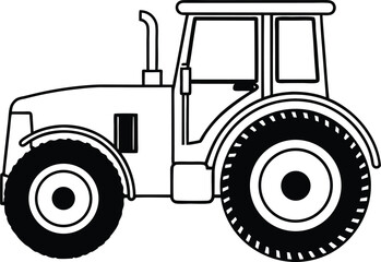 An outline of a tractor, which represents agriculture, farming, and rural life. It is an essential vehicle used for plowing and harvesting crops.