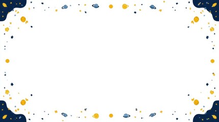 Celestial border frame, space theme, white background, for website design