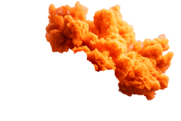 Bright orange explosion cloud against a transparent background