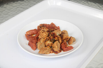 Spicy Indonesian Fried Tofu and Tempeh with Chili Sauce