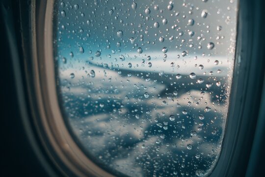 Rainy Flight Window View