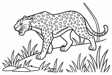 coloring page line art the jaguar black vector