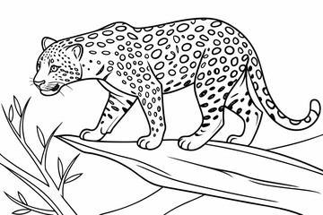 coloring page line art the jaguar black vector