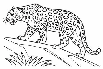 coloring page line art the jaguar black vector