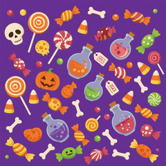 illustration for happy halloween in flat style design