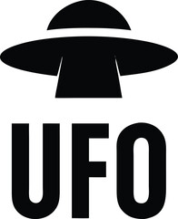 Simple Black UFO Icon with Text for Websites and Designs