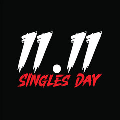Minimal Red Singles Day Poster Featuring Bold 11.11 Typography. Red Singles Day Poster, Singles Day Poster, Singles Day.