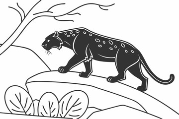 coloring page line art the puma black vector