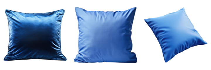 set of blue pillow isolated on transparent background