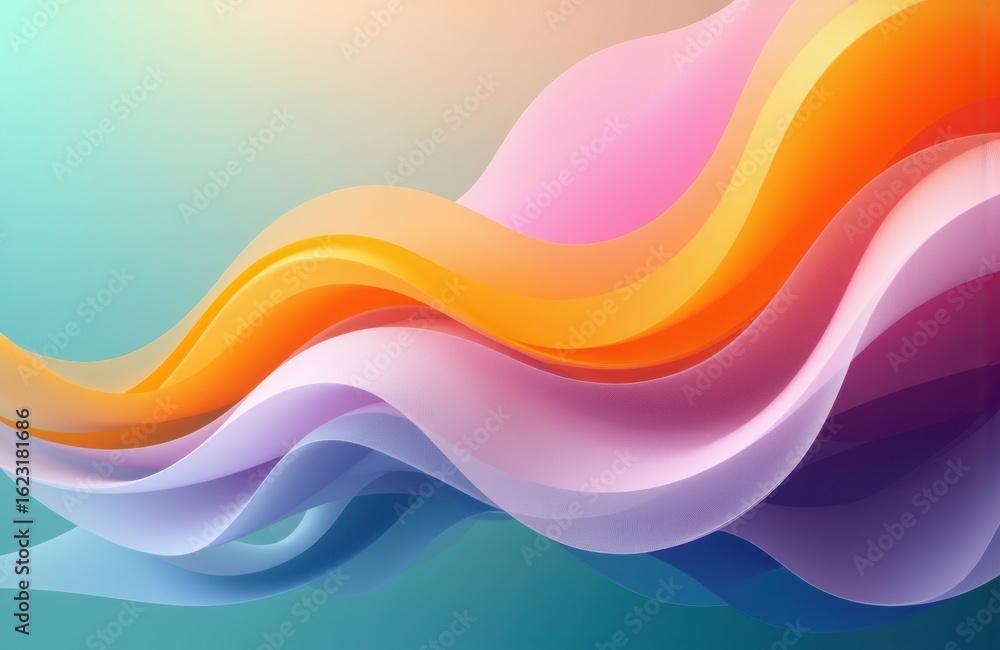 Poster colorful abstract waves with smooth flowing lines and vibrant pastel shades creating a dynamic visua