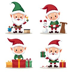 Cheerful elves preparing for a merry celebration