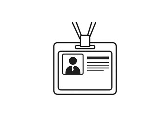 Obraz premium Illustration of a black and white id badge with a lanyard and a person picture and some text lines
