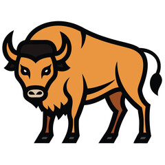 Solid color Wood Bison animal vector design