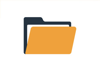 Illustration of a file folder in yellow and dark blue on a white background for data storage uses