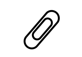 Illustration of a black paper clip at a diagonal angle on a white background simple and minimalist