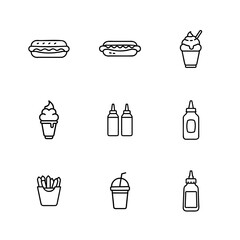 Collection of Fast Food Icons for Restaurant Menus and Graphics