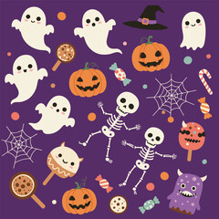 illustration for happy halloween in flat style design
