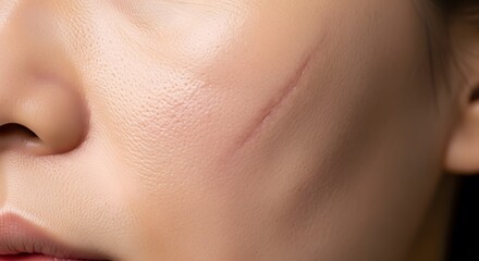 Close-up of a Person's Face with a Visible Scar