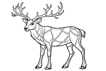 coloring page line art the caribou black vector