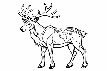 coloring page line art the caribou black vector