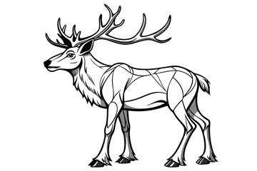 coloring page line art the caribou black vector