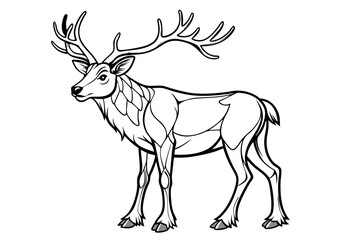 coloring page line art the caribou black vector