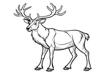 coloring page line art the caribou black vector