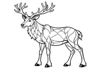 coloring page line art the caribou black vector