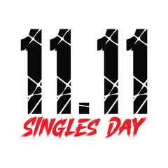Minimal Red Singles Day Poster Featuring Bold 11.11 Typography. Red Singles Day Poster, Singles Day Poster, Singles Day.