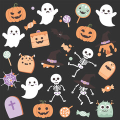 illustration for happy halloween in flat style design