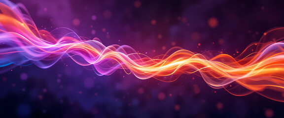 abstract geometric sapes photography, vibrant orange and deep purple blue and pink gradient glowing motion blur effects coming out from a stick down below, movement and powerful energy, vivid dark pur