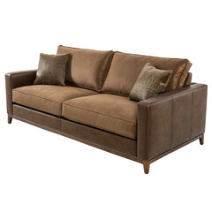 Fototapeta premium Modern luxury brown sofa isolated on white background presenting rich comfort and interior elegance