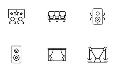 Collection of Icons Representing Cinema and Entertainment Experiences